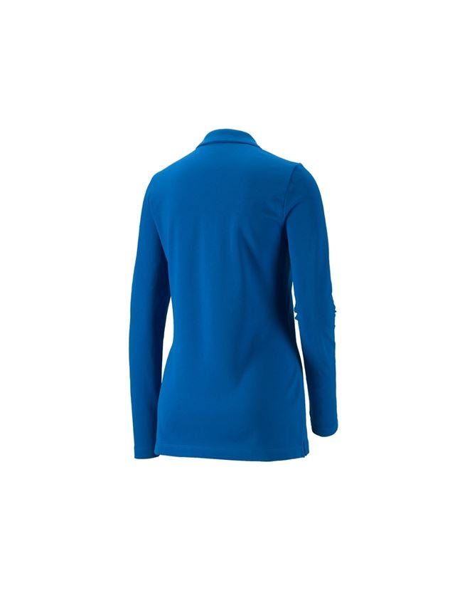 Trička | Svetry | Košile: e.s. Pique-Polo longsleeve cotton stretch,dámská + enciánově modrá 1