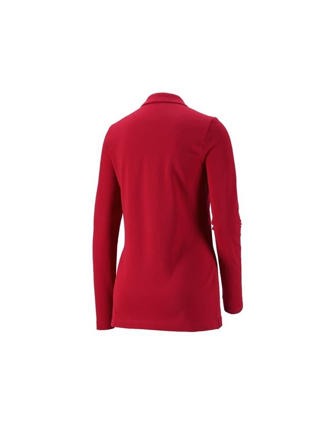 Trička | Svetry | Košile: e.s. Pique-Polo longsleeve cotton stretch,dámská + ohnivě červená 1