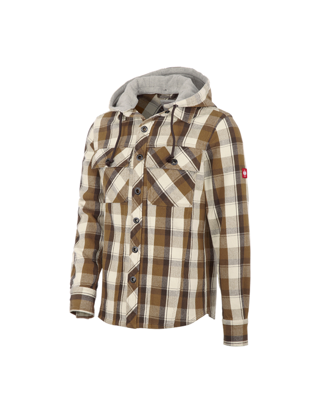 Trička, svetry & košile: Košile s kapucí e.s.roughtough + kůra/vlašský ořech/přírodní 2