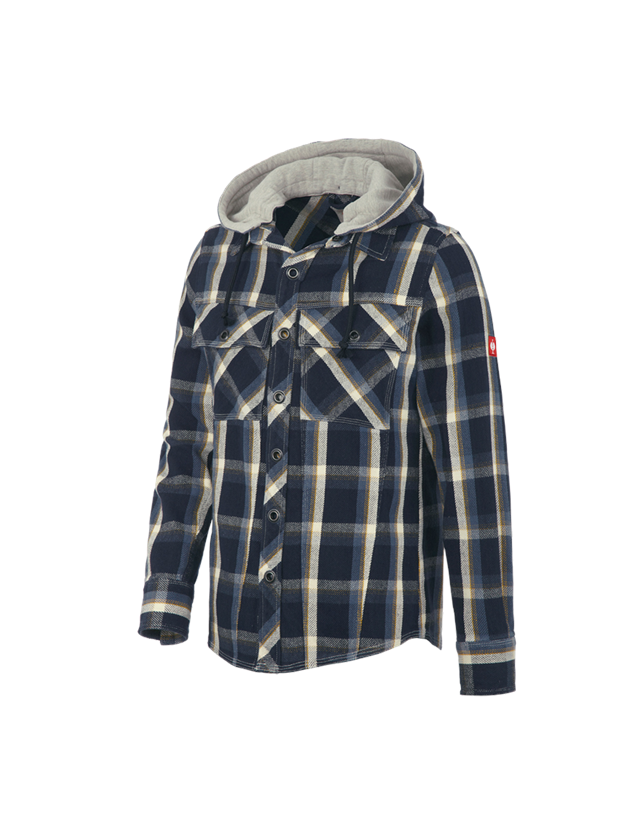 Trička, svetry & košile: Košile s kapucí e.s.roughtough + noční modrá/ocelově modrá/přírodní/pšenice 2