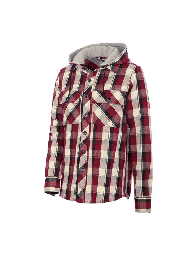 Trička, svetry & košile: Košile s kapucí e.s.roughtough + rubínová/černá/přírodní 2