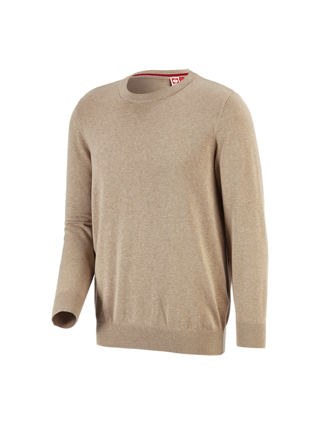 Truhlář / Stolař: e.s. Pletený svetr, kulatý výstřih + khaki melanž