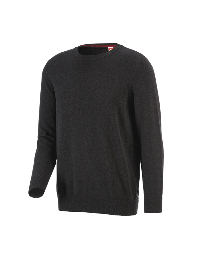 Trička, svetry & košile: e.s. Pletený svetr, kulatý výstřih + grafit melanž