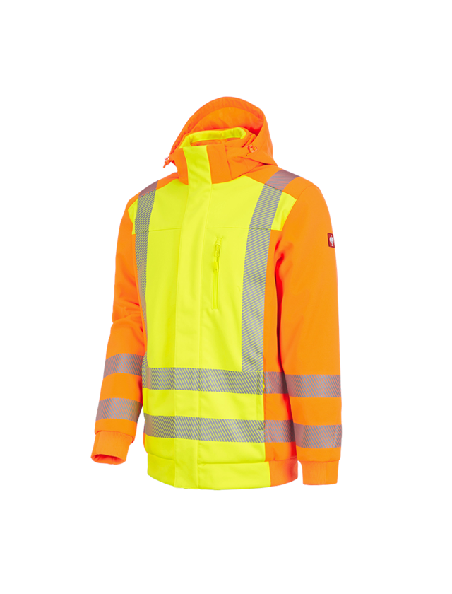 Pracovní bundy: Výstražné zimní softshellová bunda e.s.motion 2020 + výstražná žlutá/výstražná oranžová 2