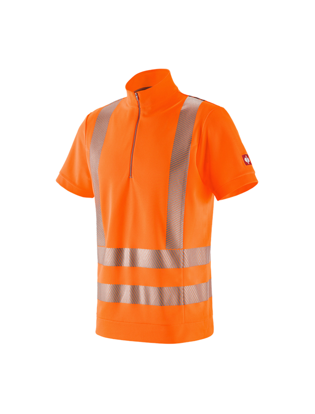 Témata: e.s. Výstražné funkční triko se zipem UV + výstražná oranžová