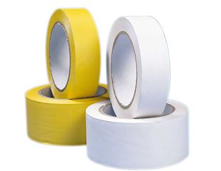 Plastová lepicí páska, žlutá a bílá
